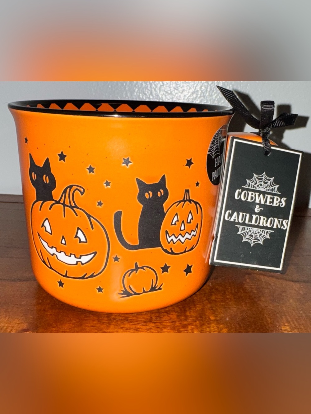 Super Cute 🥰 Hand Painted PUMPKINS 🎃 🎃 & Cat 🐈⬛ MUG by Cobwebs & Cauldrons - 🆕
